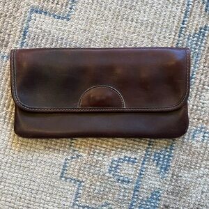 Vintage brown leather clutch